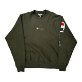Reverse Weave Champion Spellout Sweatshirt - Large Green Cotton