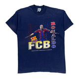 Fc Barcelona Corner Single Stitch T-Shirt - Large Navy Cotton