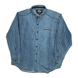 Harley Davidson Graphic Denim Shirt - XL Blue Cotton