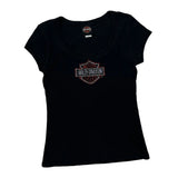 Made In USA, Pat Rogers Speedway Harley Davidson Graphic T-Shirt - Large Black Cotton