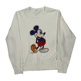 Mickey Mouse Uniqlo Cartoon Sweatshirt - Large Cream Cotton