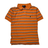 Age 6-8 Polo By Ralph Lauren Striped Polo Shirt - Small Orange Cotton