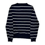 Crest Logo Tommy Hilfiger Striped Jumper - Large Navy Cotton