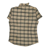 Burberry Checked Short Sleeve Shirt - Small Beige Cotton