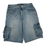 Enyce Hip Hop Cargo Shorts - 34W 12L Light Wash Denim
