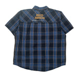 Harley Davidson Checked Short Sleeve Shirt - 2XL Black Cotton