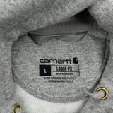 Loose Fit Carhartt Hoodie - Large Grey Cotton Blend