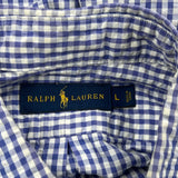 Ralph Lauren Checked Short Sleeve Shirt - Large Blue Cotton
