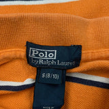 Age 6-8 Polo By Ralph Lauren Striped Polo Shirt - Small Orange Cotton