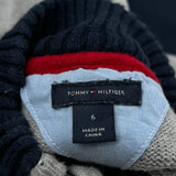 Age 6 Tommy Hilfiger Striped 1/4 Zip - Small Grey Cotton Blend