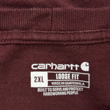 Carhartt Long Sleeve T-Shirt - 2XL Burgundy Cotton