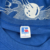 Center Lanes Russell Athletic Single Stitch T-Shirt - Large Blue Cotton