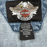 Harley Davidson Graphic Denim Shirt - XL Blue Cotton