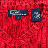 Age 5 Polo By Ralph Lauren Sweater Vest - Small Red Cotton