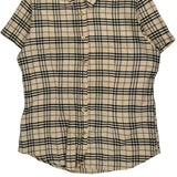 Burberry Checked Short Sleeve Shirt - Small Beige Cotton