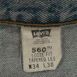 560 Levis Jeans - 34W 30L Light Wash Cotton