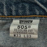 505 Orange Tab Levis Jeans - 33W 33L Blue Cotton
