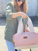 Lady's Weekend Handbag soft pink cork