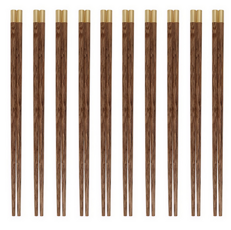 Anygleam Dark Brown 10pairs Wooden Chinese Sticks Set Food Kitchen Tableware