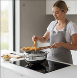 Anygleam Frying Pan Silver Stainless Steel Thermometer Kitchen Utensils Tempura Fryer Pan Temperature Control Fried Cooking Tools