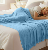 Anycozy Sky Blue Faux Cashmere Throw Blanket – Diamond Knit Sofa Cover & Home Decor Accent
