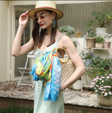 Anyyou 100% Mulberry Silk Aqua Blue Scarf Women Luxury Long Shawl – Beach Wear, Swimwear Cover Up, Pashmina Foulard Fashion Accessory