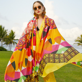Anyyou Luxury 100% Mulberry Silk Butter Yellow Long Scarf Women Beach Shawl Pashmina Wrap Swimwear Cover-Up Foulard