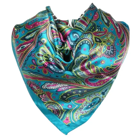 Anyyou Fashion Premium Satin Square Scarf – Blue Silk-Feel Neckwrap for Women