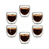 Anygleam Tea Cups 6Pcs Insulated Espresso Double Wall Shot Glass Drinkware