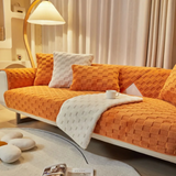 Anyseat Sofa Towel Super Soft Orange Velvet Plush Non-slip Sectional Sofa Covers for Living Room Thick L-shape Couch Covers