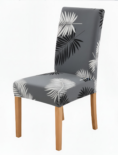 Anyseat Grey Leaves Design Chair Cover – Elastic Slipcover with Anti‑Dirt Protection for Dining Room, Kitchen, Wedding, Hotel, Banquet & Restaurant
