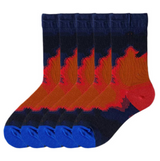 Anyfootwear 5 Pairs Size 5-9 Unisex Long Socks Cartoon Orange Abstract Nature Print Design Warm Winter Socks Comfortable Casual Foot Accessories