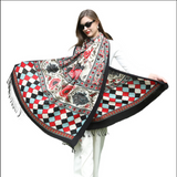 Anyyou 100% Pure Merino Wool Mix Color Poncho for Women Winter Large Scarf Pashmina Shawl Bandana Neck Wrap