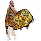 Anyyou 100% Merino Wool Orange Neck Wrap Silk Satin Large Winter Scarf Pashmina Shawl Bandana Perfect For Women Ladies Fashion Style