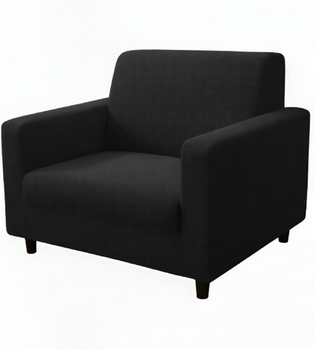 Anyseat 1-Seater Sofa Cover – Plain Black Style Slipcover for Living Room Chair Protection