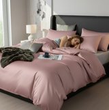 Anycozy Queen Bed Sheet Set – Pink & Deep Grey Ultra‑Soft Luxury Egyptian Cotton Bedding Cover, 4‑Piece Ensemble