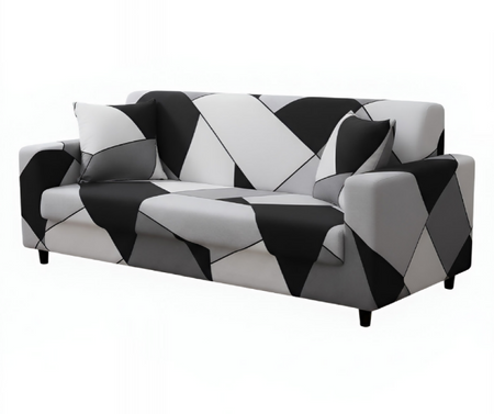 Anyseat 3-Seater Sofa Cover – Black White Geometric Style Slipcover for Living Room Chair Protection