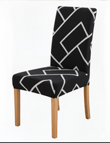 Anyseat Black Square Lattice Print Elastic Chair Cover – Plain Dining Slipcover & Home Décor