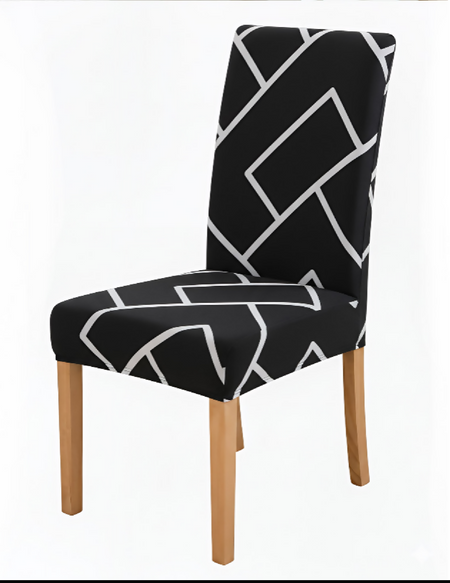 Anyseat Black Square Lattice Print Elastic Chair Cover – Plain Dining Slipcover & Home Décor