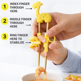 Anygleam Yellow Gold Giraffe Chopsticks – 1 Pair | Reusable Stainless Steel Cartoon Kids Utensils