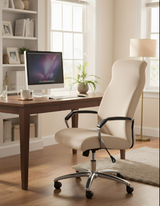 Anyseat Ivory Velvet Office Chair Cover – Zippered Stretchable High‑Back Slipcover Protector