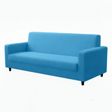 Anyhouz 4 Seater Sofa Cover Plain Blue Style and Protection For Living Room Sofa Chair Elastic Stretchable Slipcover