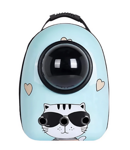 Anypet Blue Cat Print Space Capsule Pet Carrier – Breathable Travel Bag for Small Pets