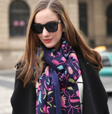 Anyyou 100% Pure Merino Wool Navy Blue Poncho for Women Winter Large Scarf Pashmina Shawl Bandana Neck Wrap