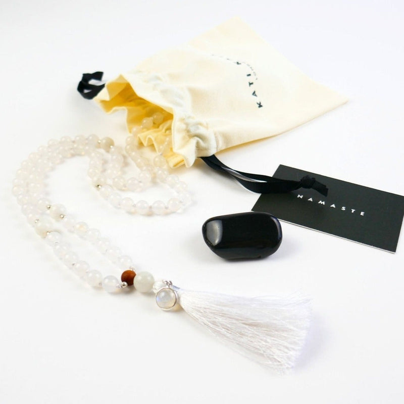 Selene Moonstone Crystal Mala Necklace