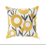 Anypillow White With Yellow Boho Floral Embroidered Pillowcase Decorative Cushion Cover
