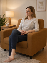 Anyseat 1-Seater Sofa Cover – Plain Caramel Style Slipcover for Living Room Chair Protection