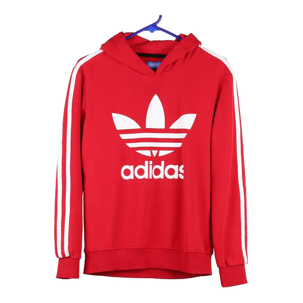 Age 13-14 Adidas Spellout Hoodie - Small Red Cotton Blend