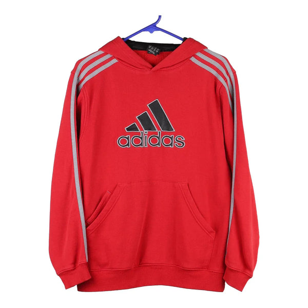 Age 14-15 Adidas Spellout Hoodie - Large Red Cotton Blend