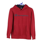 Age 13-14 Champion Spellout Hoodie - XL Red Cotton Blend